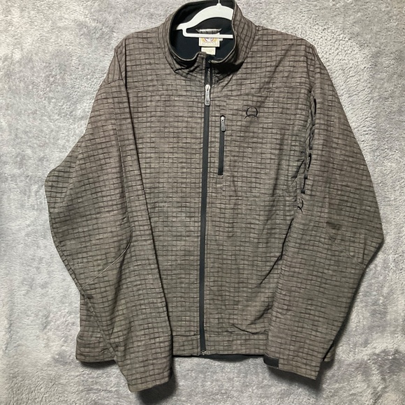 Cinch Softshell Stretch Bonded Jacket Brown Textured Full-Zip Mens XL Outdoor - Picture 2 of 5